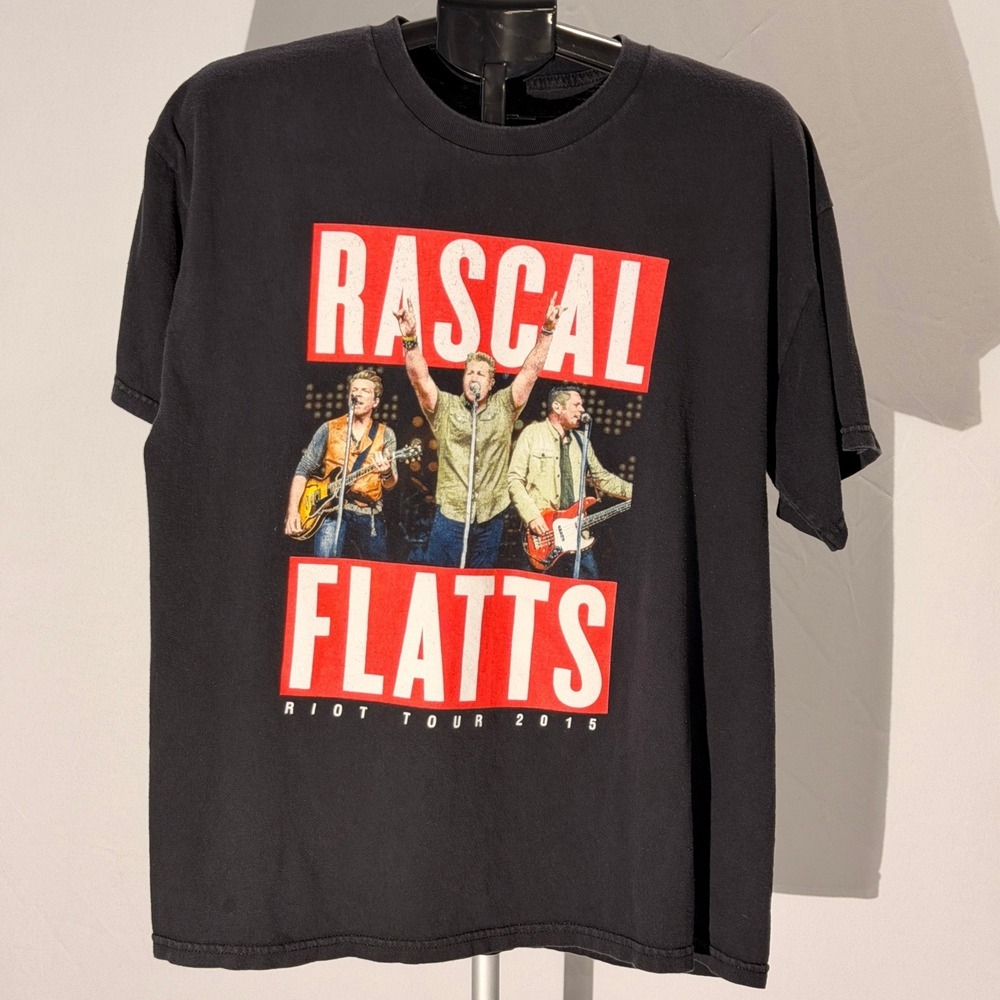 Rascal Flatts Riot Tour 2015 Black T Shirt Mens XL XLarge Concert Music‎ Tee